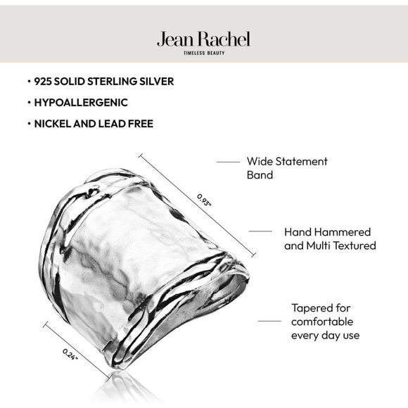 🆕 Women Silver Hammered Finish Vintage Design Rings Sterling Artisan Jewelry - Picture 5 of 6